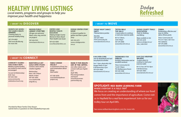 The April Healthy Living Listings